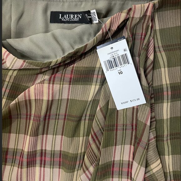 Ralph Lauren NWT Plaid Ruffle-Trim Georgette Skirt (Size 10) - Picture 9 of 9